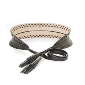 BCBGMAXAZRIA Whipstitch Faux Leather Tie Belt In Black Size XS/S